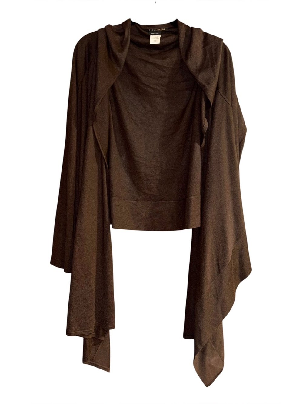 Vtg Y2K BCBGMaxAzria Cashmere Silk Wrap Knit Open Waterfall Cardigan Sweater L